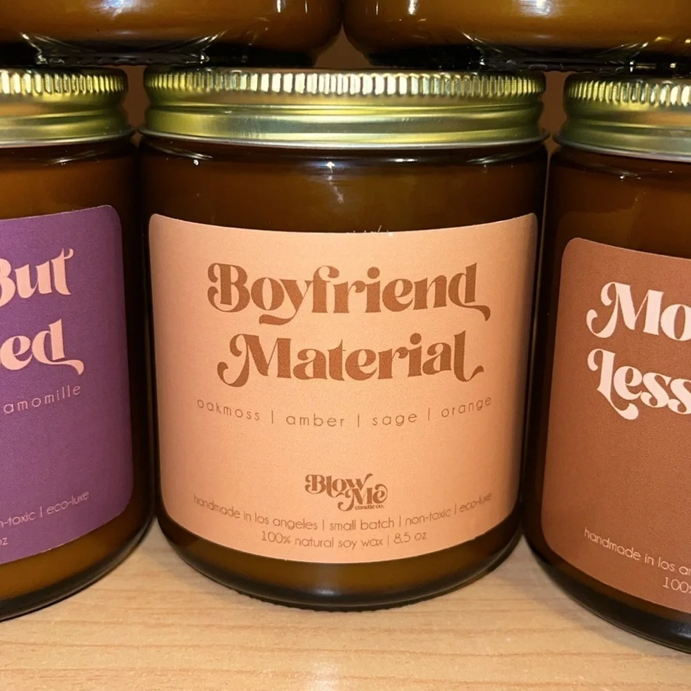 All natural soy wax, wood wick candles